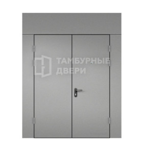 Дверь тамбурная глухая с фрамугой и перегородкой порошок — скелет ТД-297